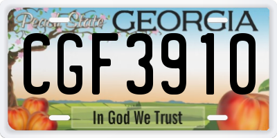 GA license plate CGF3910