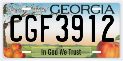 GA license plate CGF3912