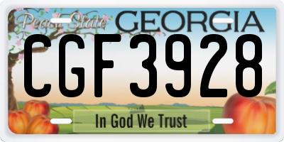 GA license plate CGF3928