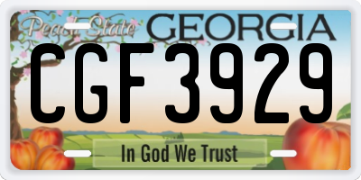 GA license plate CGF3929