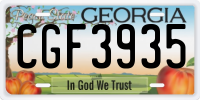 GA license plate CGF3935