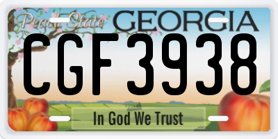 GA license plate CGF3938