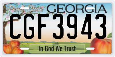 GA license plate CGF3943