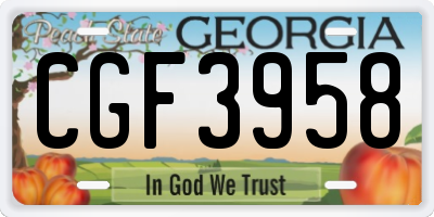 GA license plate CGF3958