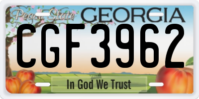GA license plate CGF3962