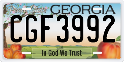 GA license plate CGF3992