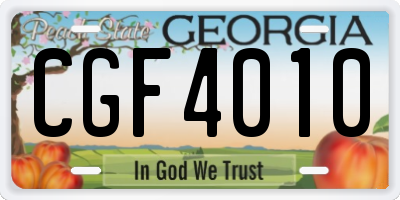 GA license plate CGF4010