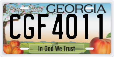 GA license plate CGF4011