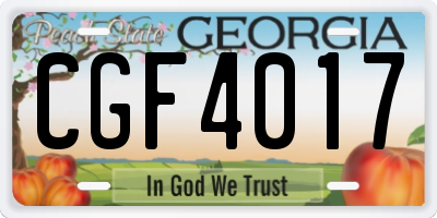 GA license plate CGF4017