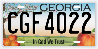 GA license plate CGF4022