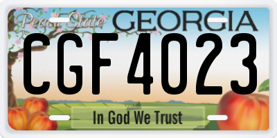 GA license plate CGF4023