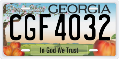 GA license plate CGF4032