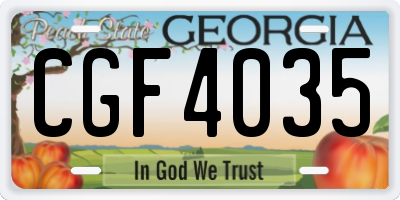 GA license plate CGF4035