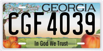 GA license plate CGF4039