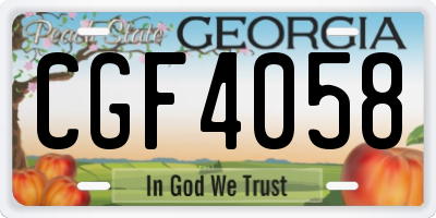 GA license plate CGF4058