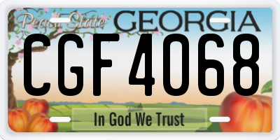 GA license plate CGF4068