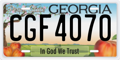 GA license plate CGF4070