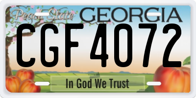 GA license plate CGF4072