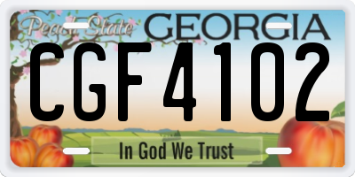 GA license plate CGF4102