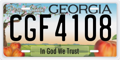 GA license plate CGF4108