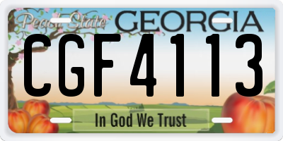 GA license plate CGF4113