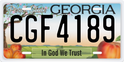 GA license plate CGF4189