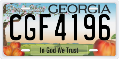 GA license plate CGF4196