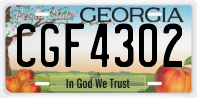 GA license plate CGF4302