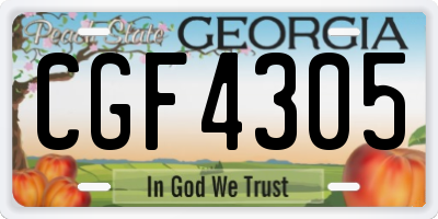 GA license plate CGF4305