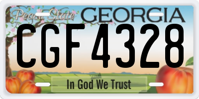 GA license plate CGF4328
