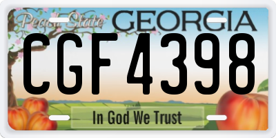 GA license plate CGF4398
