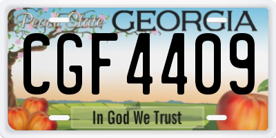 GA license plate CGF4409
