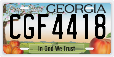 GA license plate CGF4418