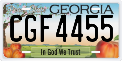 GA license plate CGF4455