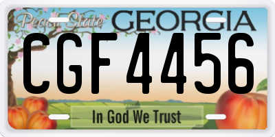 GA license plate CGF4456