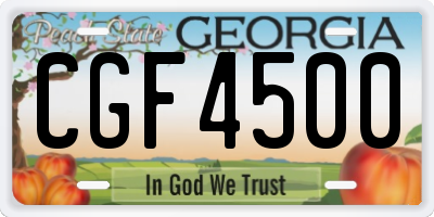 GA license plate CGF4500