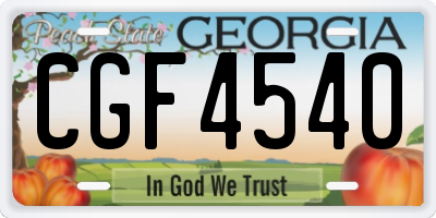 GA license plate CGF4540