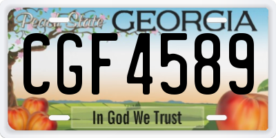 GA license plate CGF4589