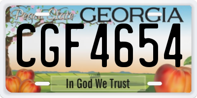 GA license plate CGF4654