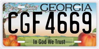 GA license plate CGF4669