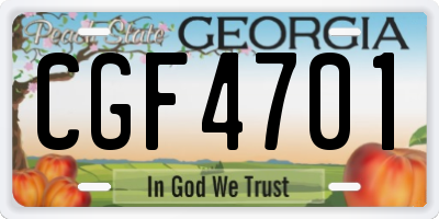 GA license plate CGF4701