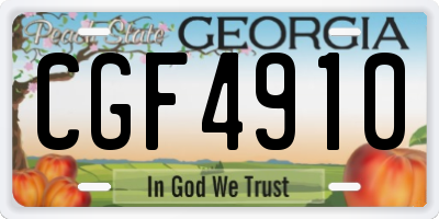 GA license plate CGF4910