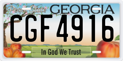 GA license plate CGF4916