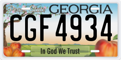 GA license plate CGF4934