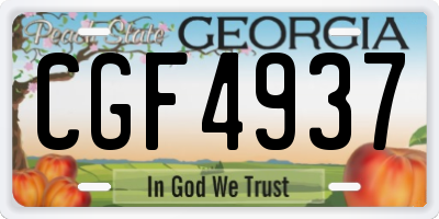GA license plate CGF4937