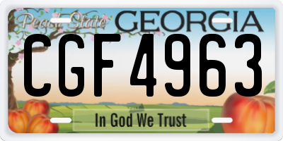 GA license plate CGF4963