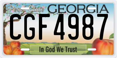 GA license plate CGF4987
