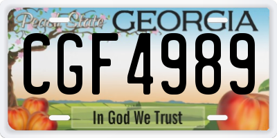 GA license plate CGF4989