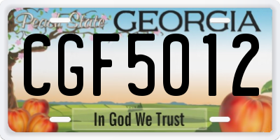 GA license plate CGF5012