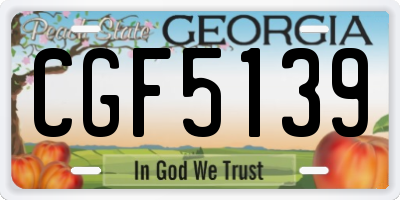 GA license plate CGF5139